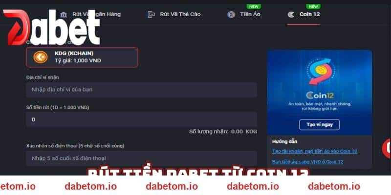 Người chơi dùng Coin 12 khá hiện đại và mới mẻ ở DABET
